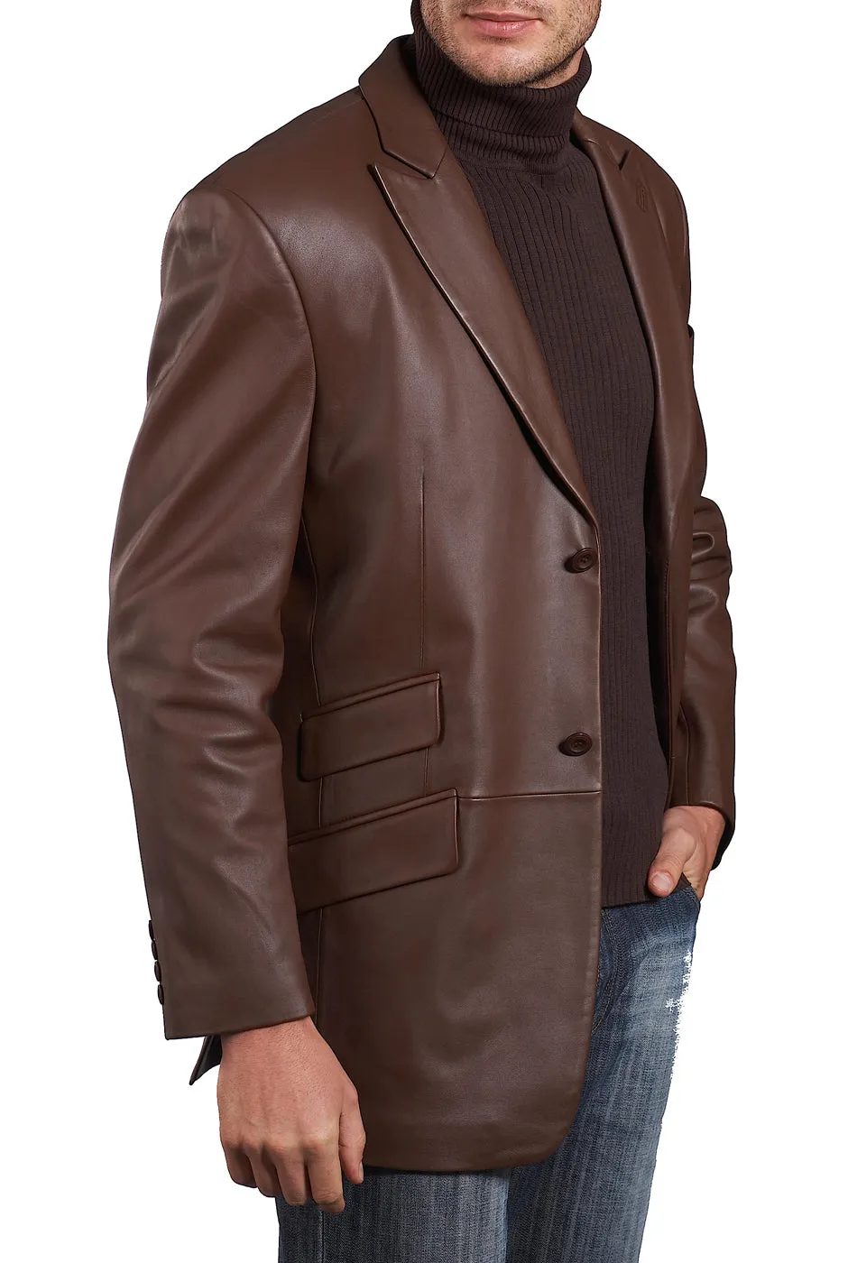 BGSD Men Noah Two-Button Lambskin Leather Blazer