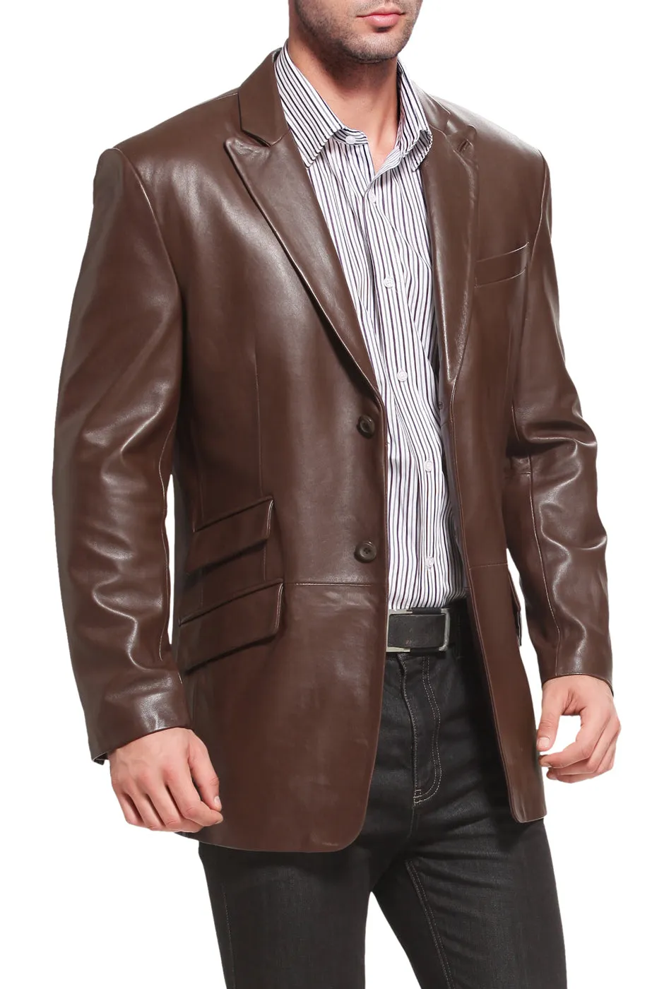 BGSD Men Noah Two-Button Lambskin Leather Blazer