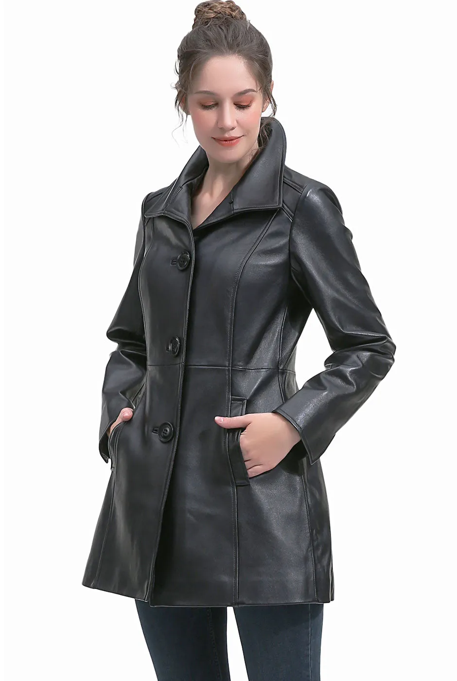 BGSD Women Sarai Lambskin Leather Coat