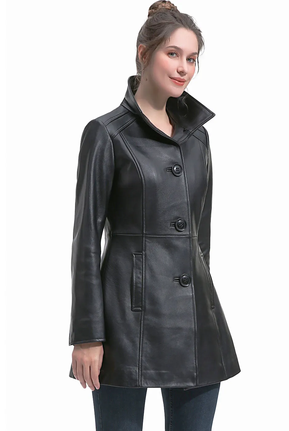 BGSD Women Sarai Lambskin Leather Coat