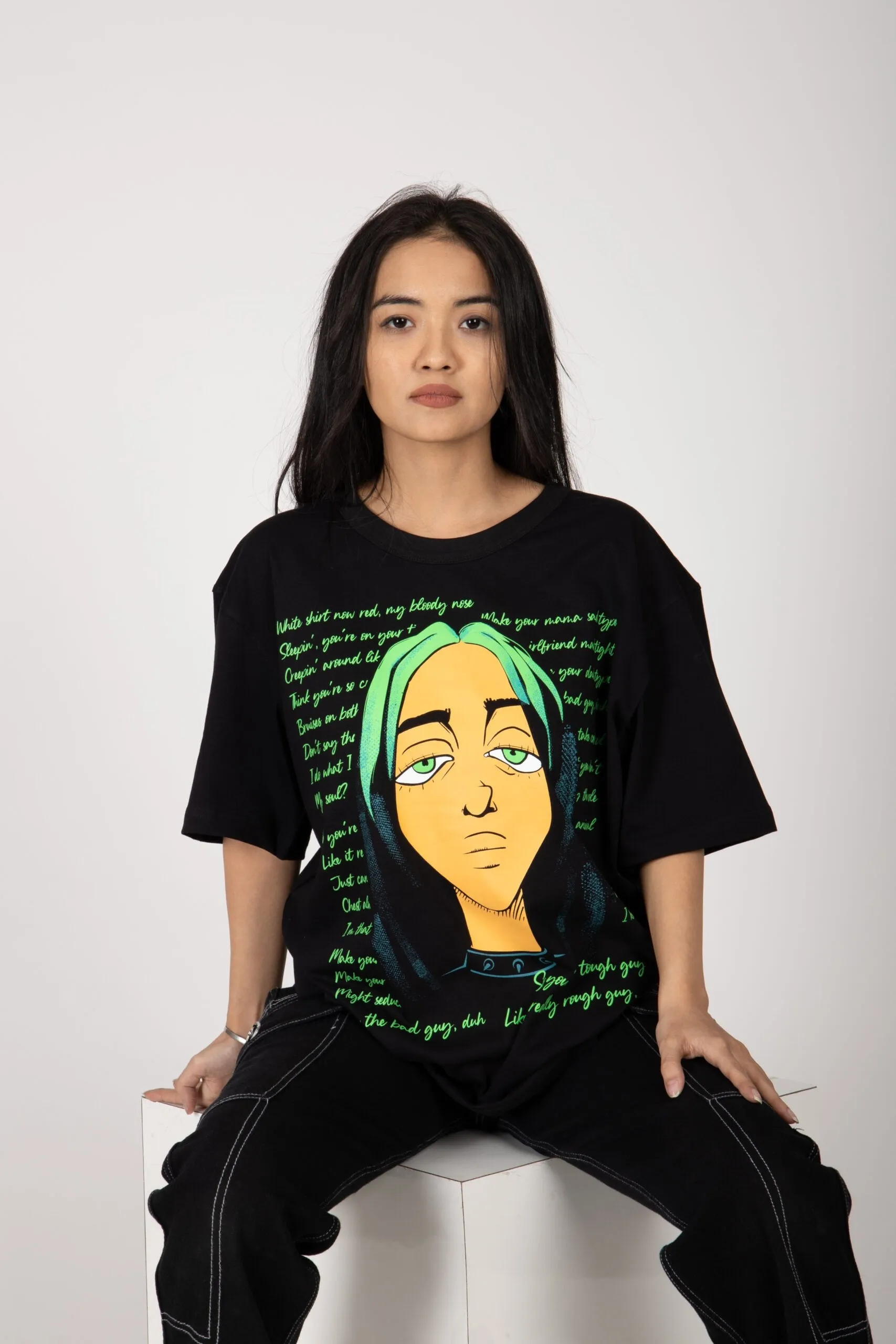 Billie Eilish Illustration Oversized T-shirt