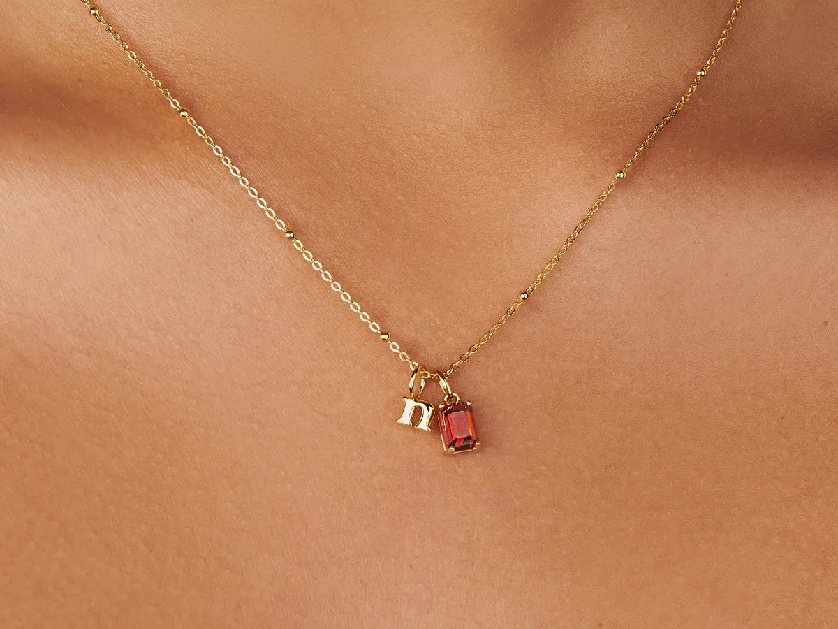 Birthstone Initial Sphere Necklace