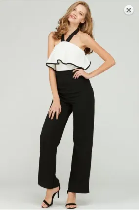 Black and White Color Block Jumpsuit