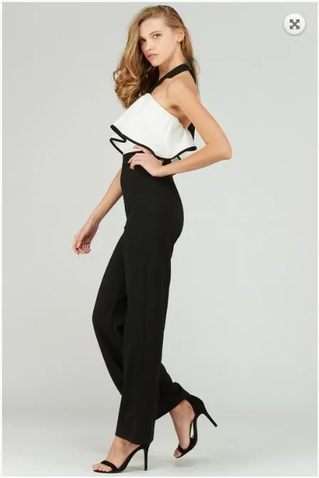 Black and White Color Block Jumpsuit