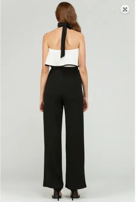 Black and White Color Block Jumpsuit