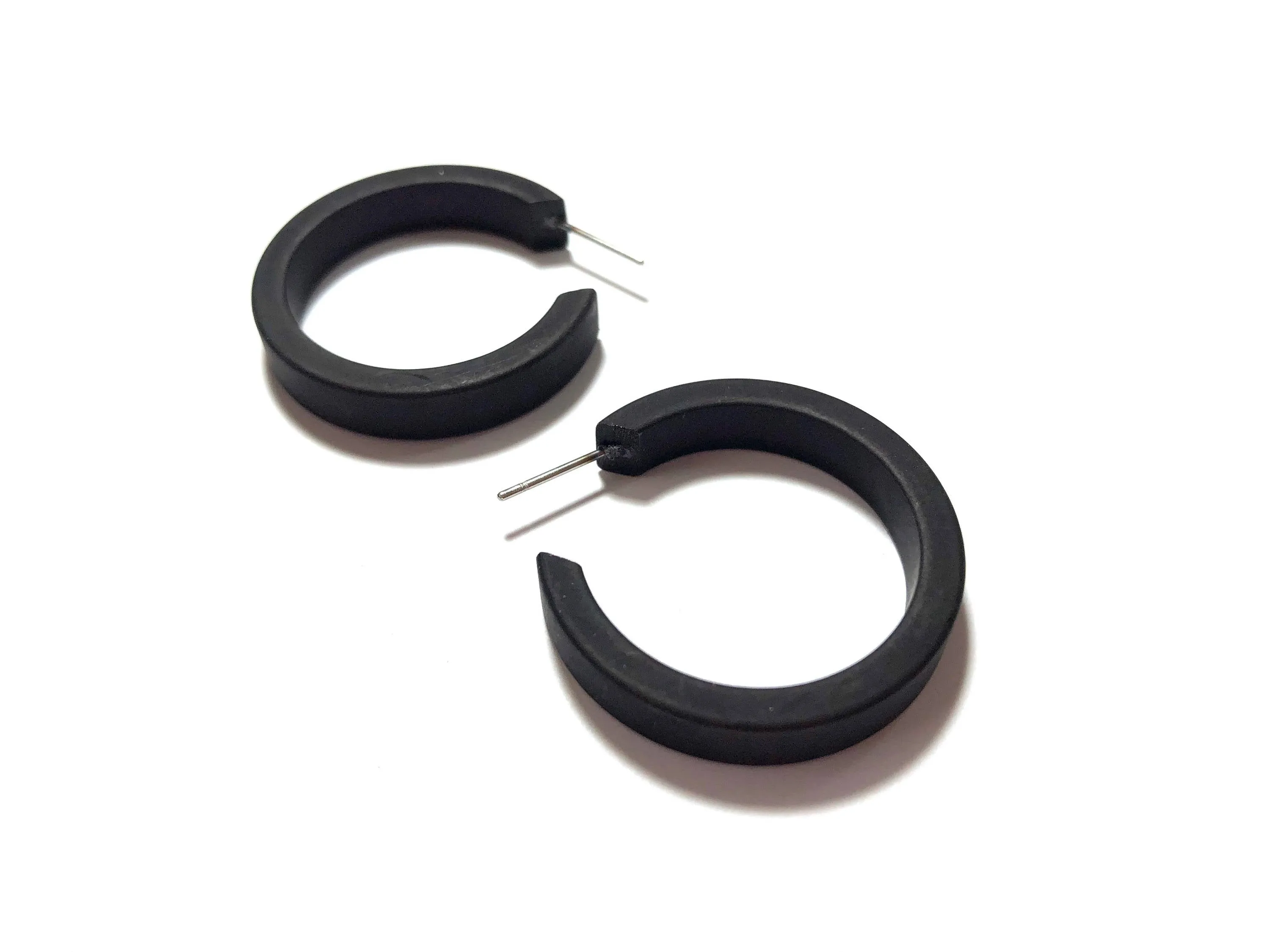 Black Frosted Small Classic Hoop Earrings