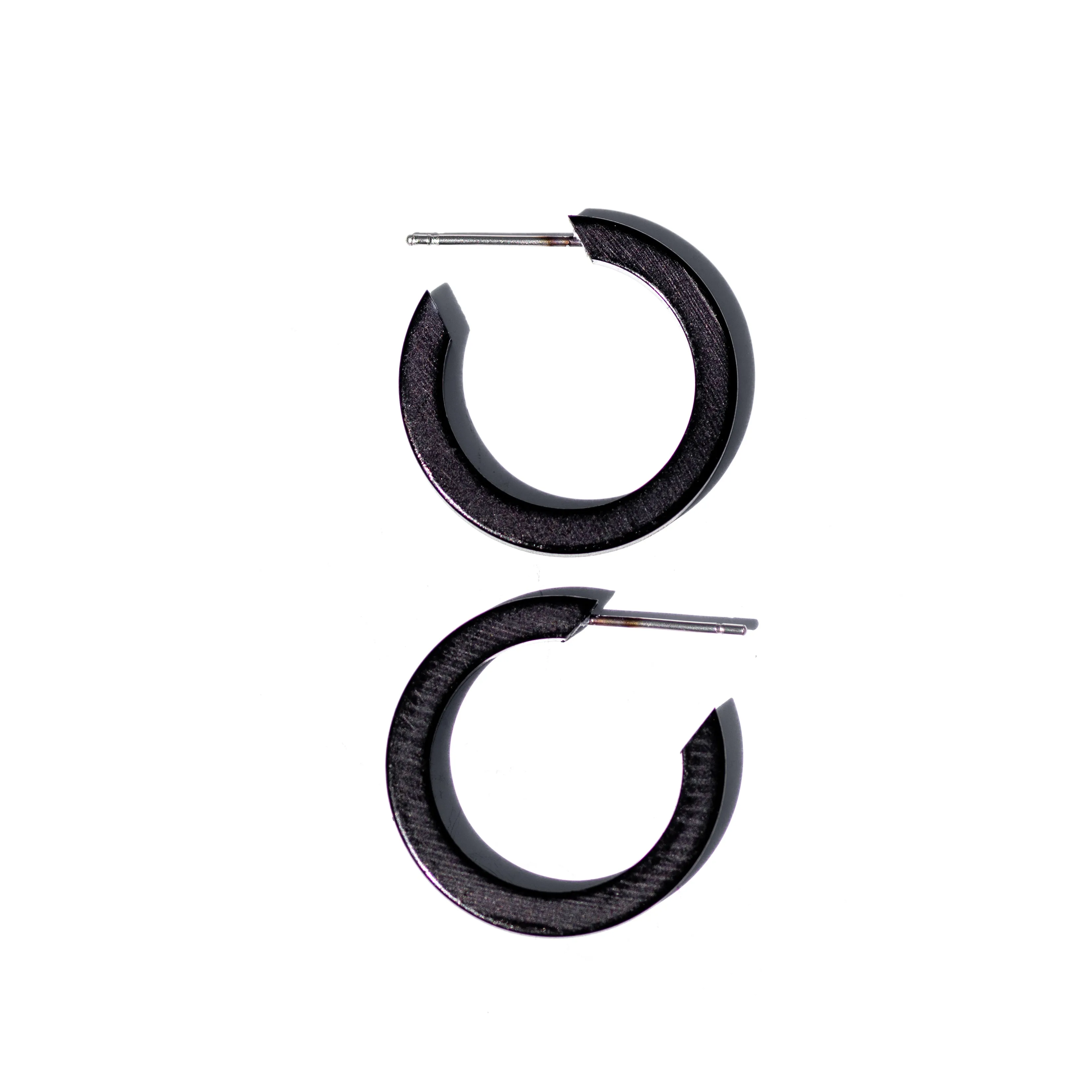 Black Lucite Mini Thread Hoop Earrings