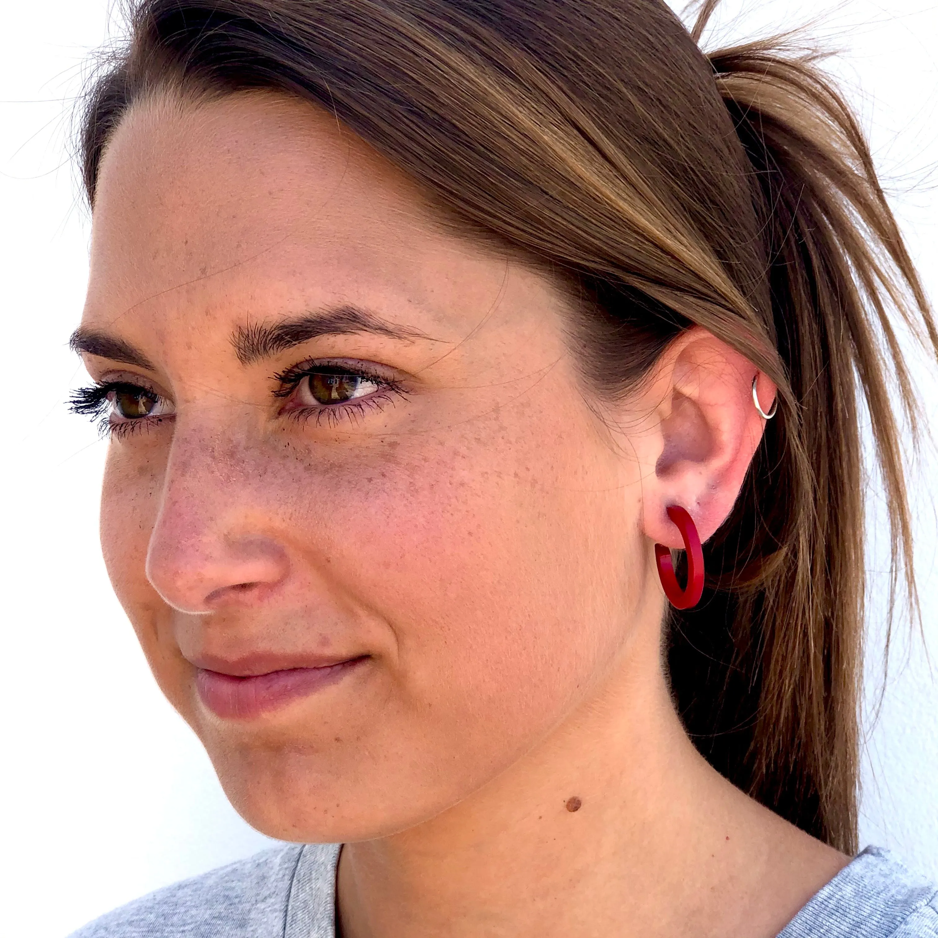 Black Lucite Mini Thread Hoop Earrings