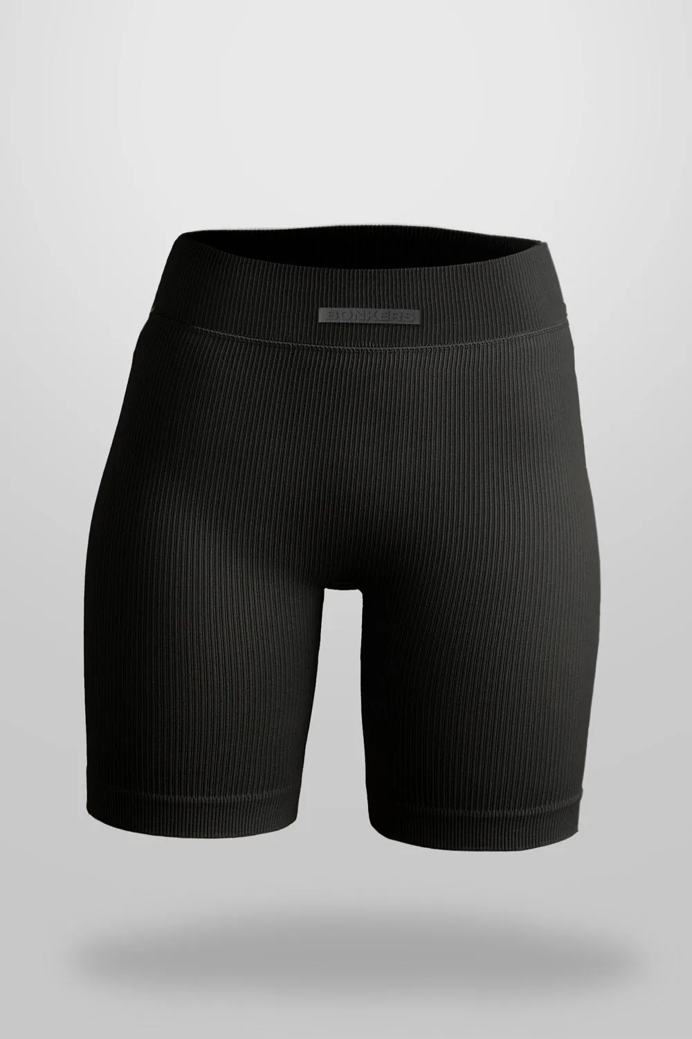 Black Ribbed Workout Shorts