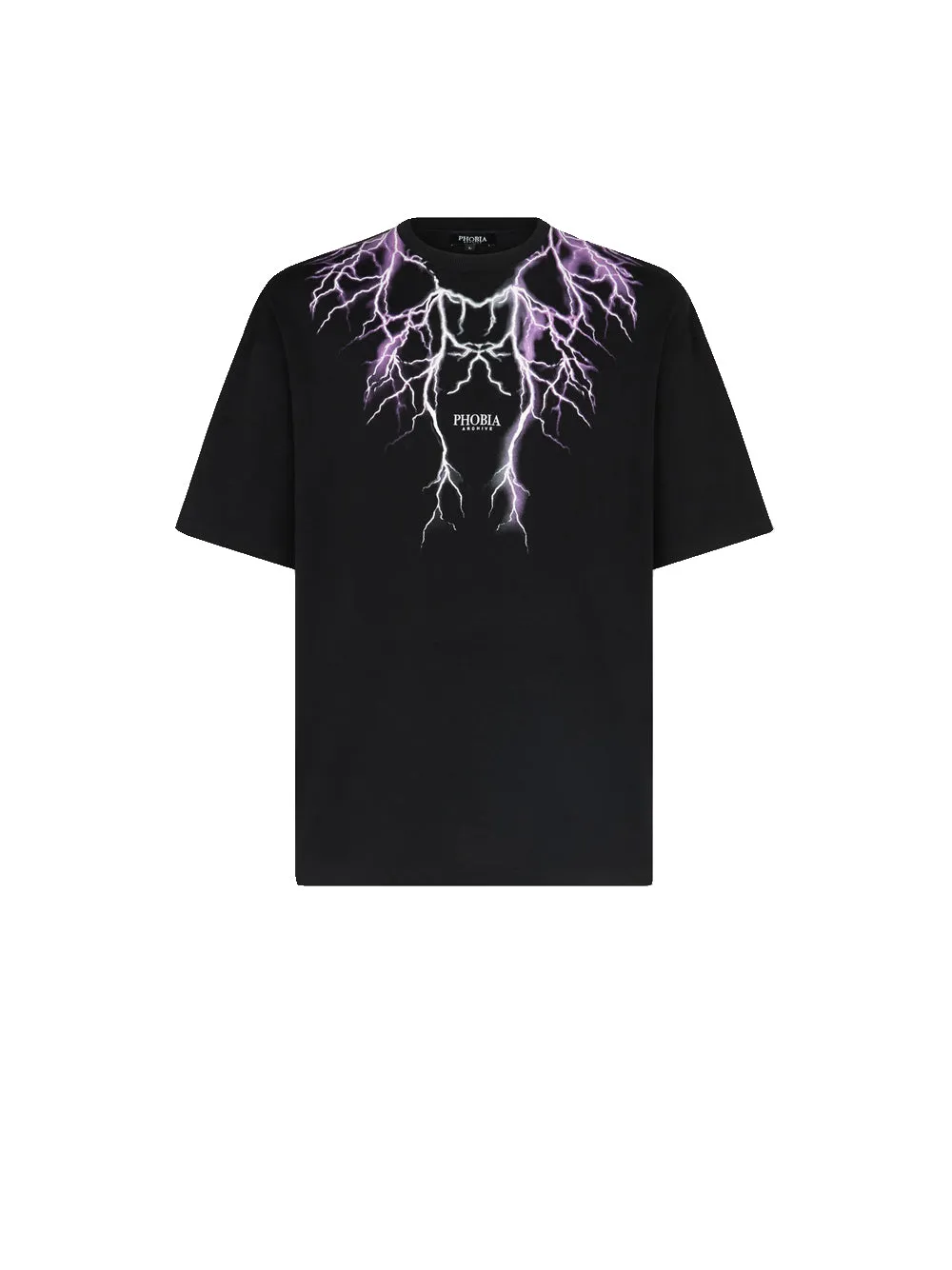 Black T-Shirt Whit Purple Grey Lightning