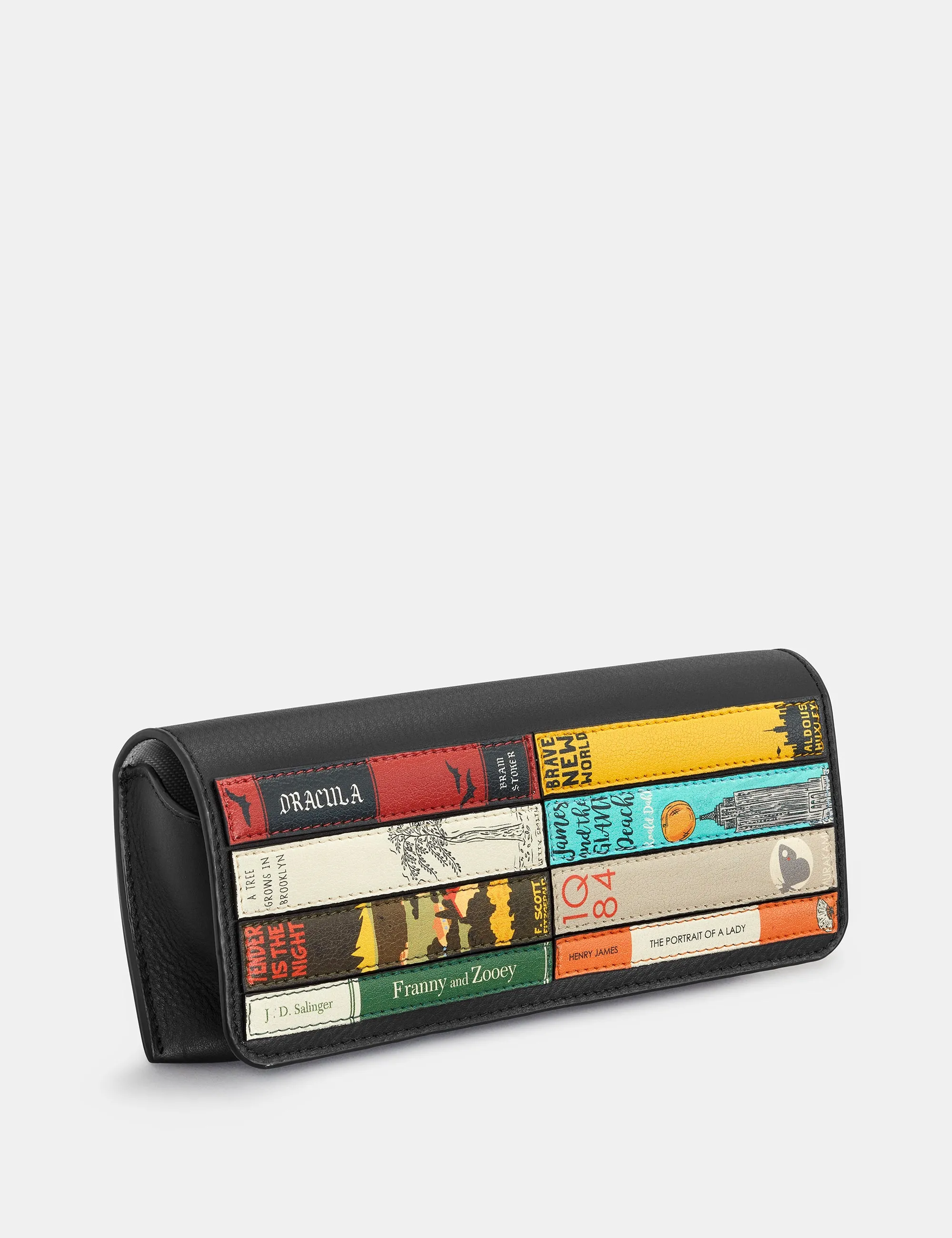 Bookworm Black Leather Glasses Case