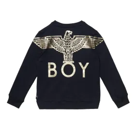 BOY EAGLE BACKPRINT KIDS SWEATSHIRT - BLACK/GOLD