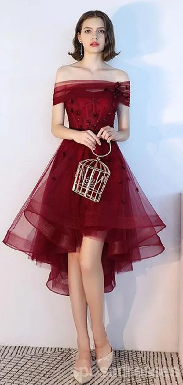 Burgundy Off Shoulder Short Homecoming Dresses Online, Cheap Short Prom Dresses, CM847