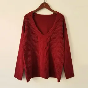 CABLE-KNIT & WOVEN BLEND SWEATER