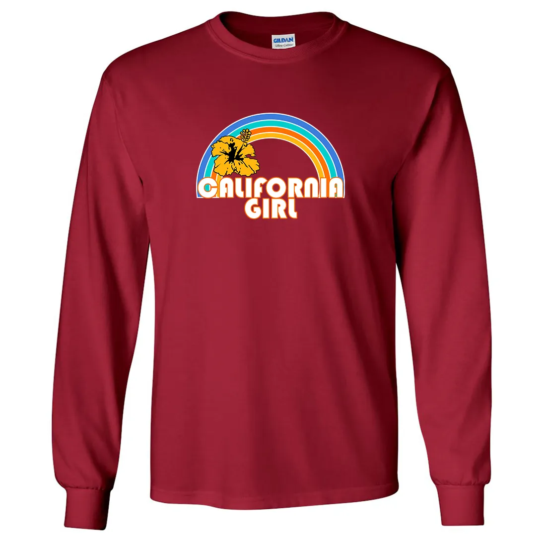 California Girl Rainbow Hibiscus Long Sleeve Shirt