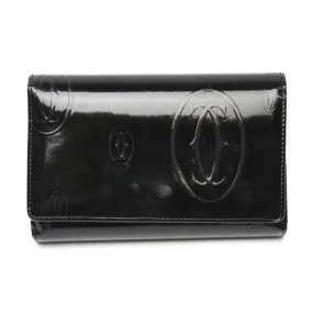 CARTIER Bifold Wallet enamel black L-shaped fastener enamel Bifold Wallet Women Used Authentic