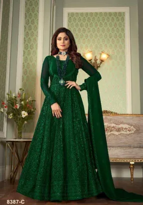 CELEBRITY SHAMITA STYLE DARK COLOURS PARTY WEAR GOWNS