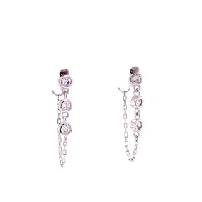 Chain Hoop Earrings with Bezel CZ