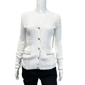 Chanel Chanel 17C White Cardigan Sweater Knitwear White 36 Top US 4