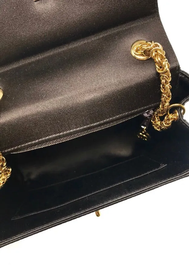 Chanel Vintage Brown Satin Gold Chain Bag