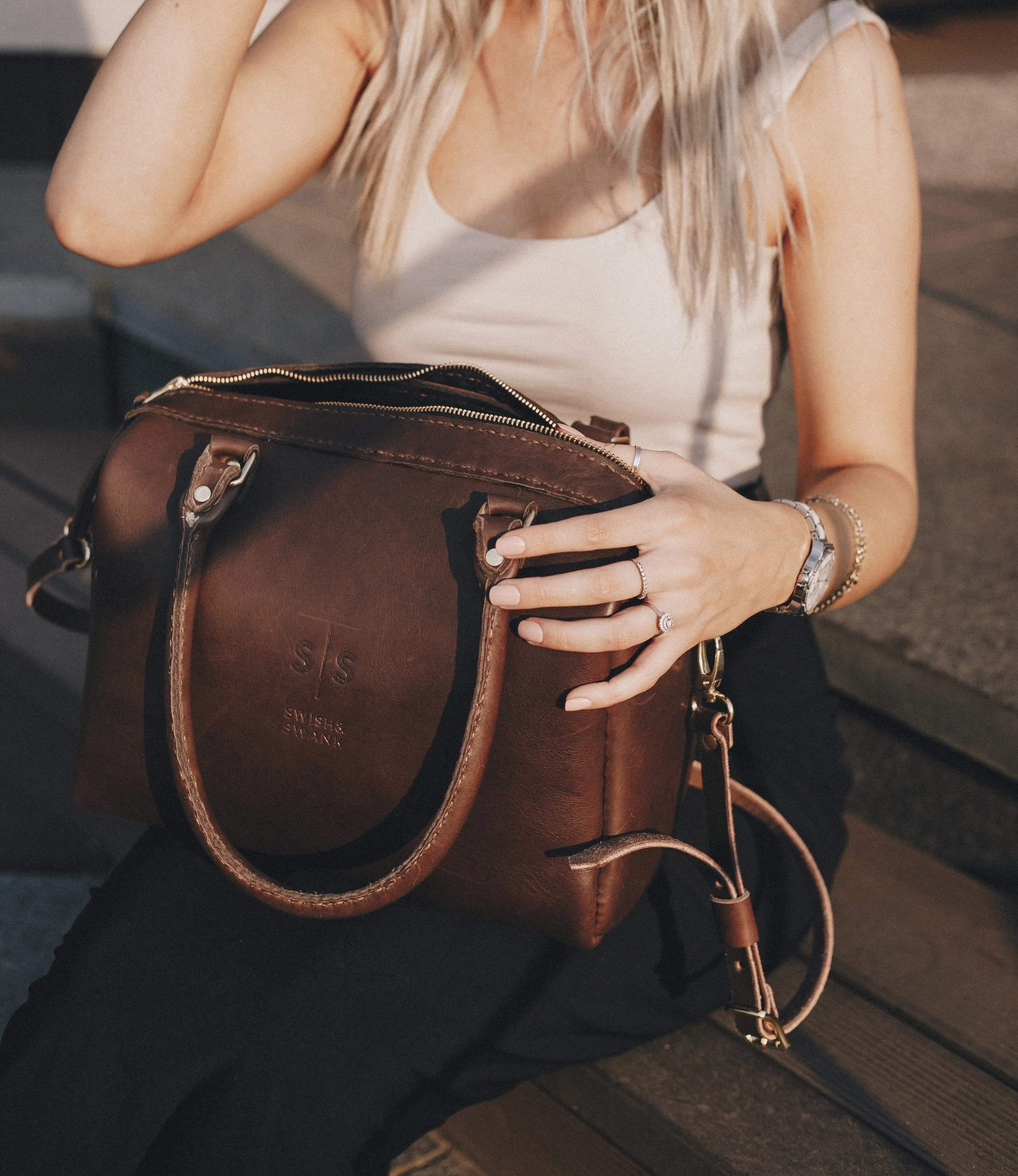 Classic Leather Priscilla Handbag - Chocolate