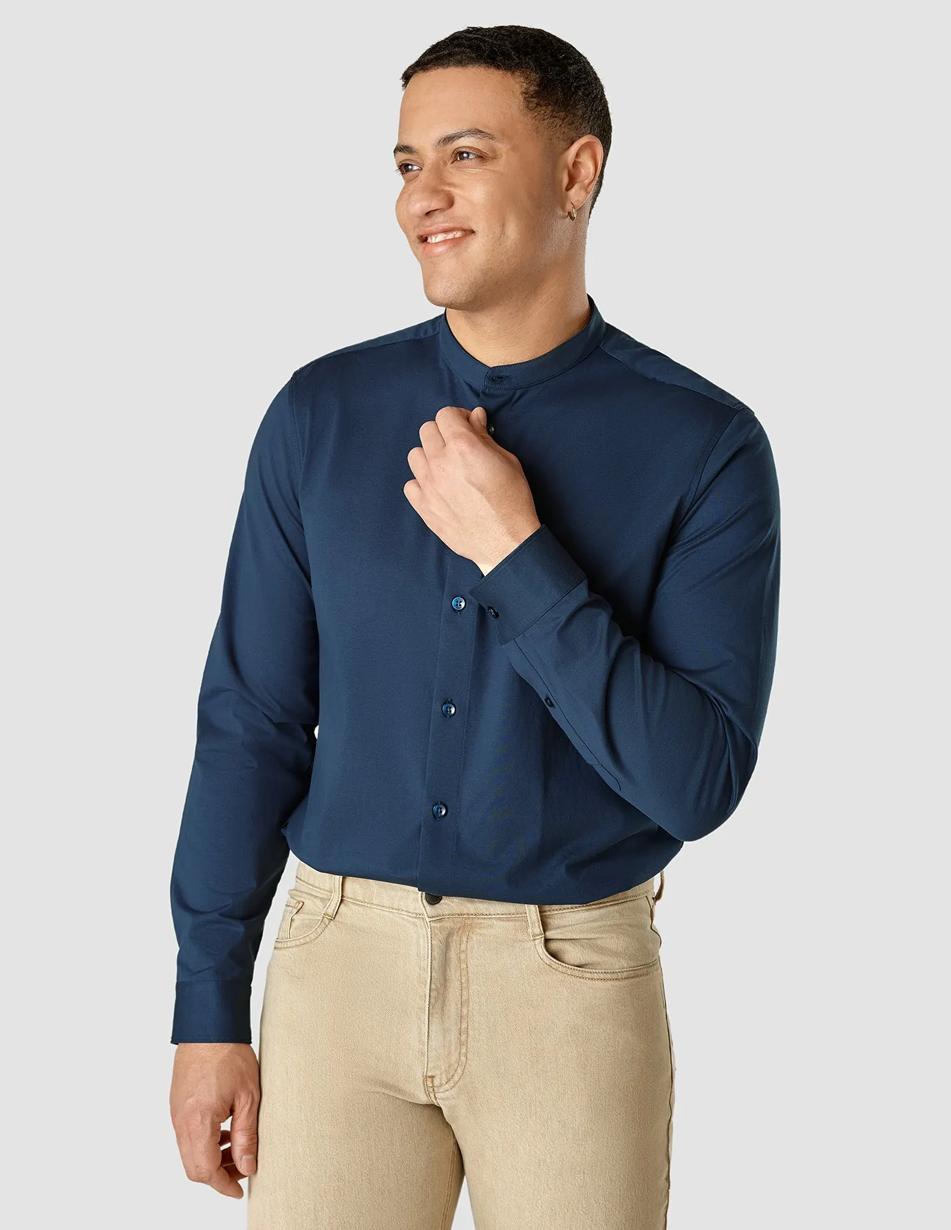 Classic Shirt Mandarin Collar Navy