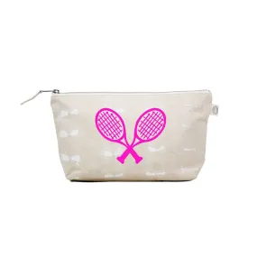 Clutch Bag Stone Shibori with Neon Pink Matte Tennis Racquets