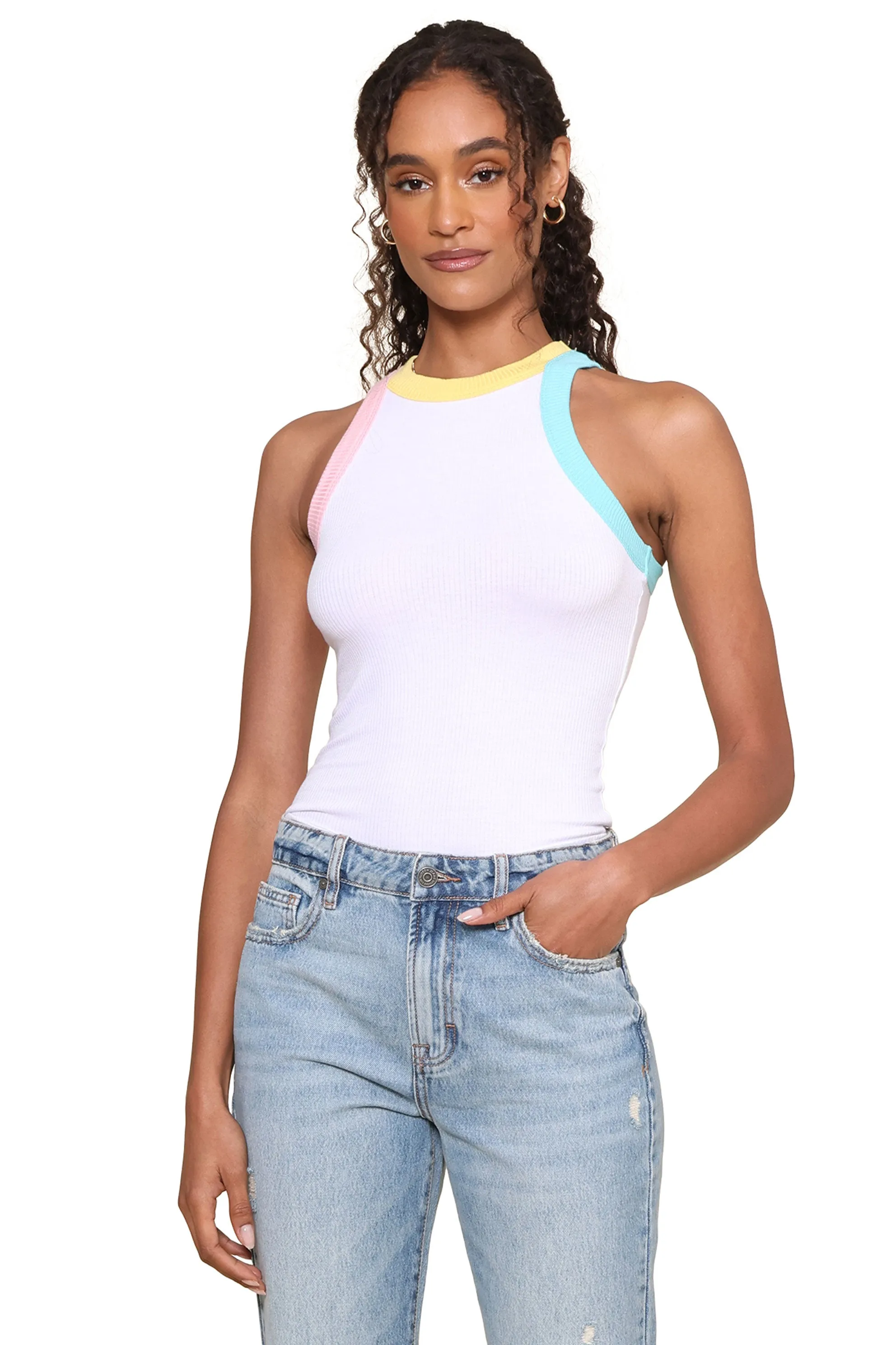 Color Block Rib Tank Top