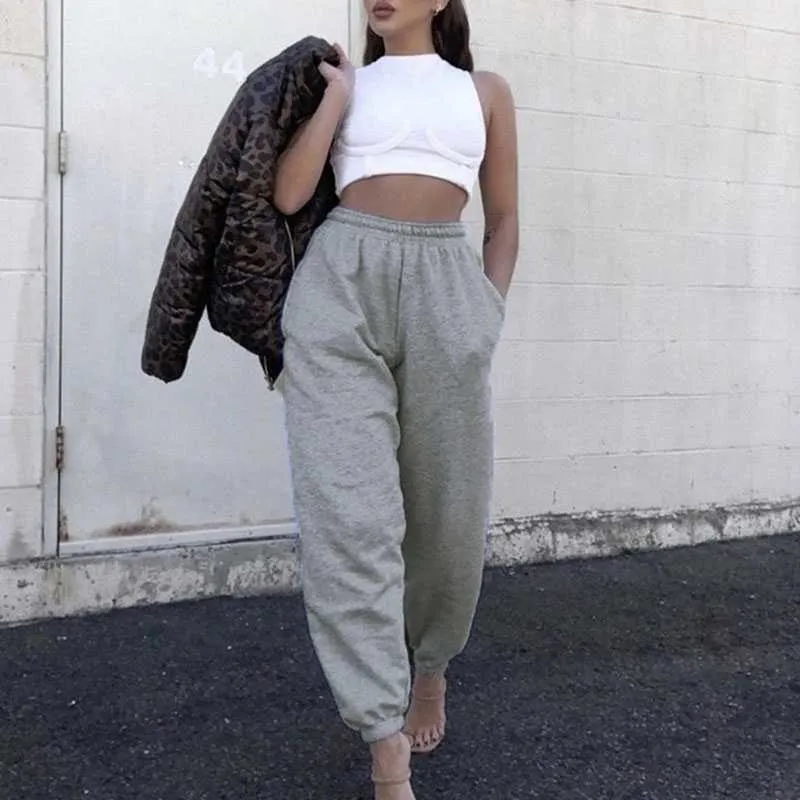 Comfortable Knit High Waisted Workout Jogger Sweatpants