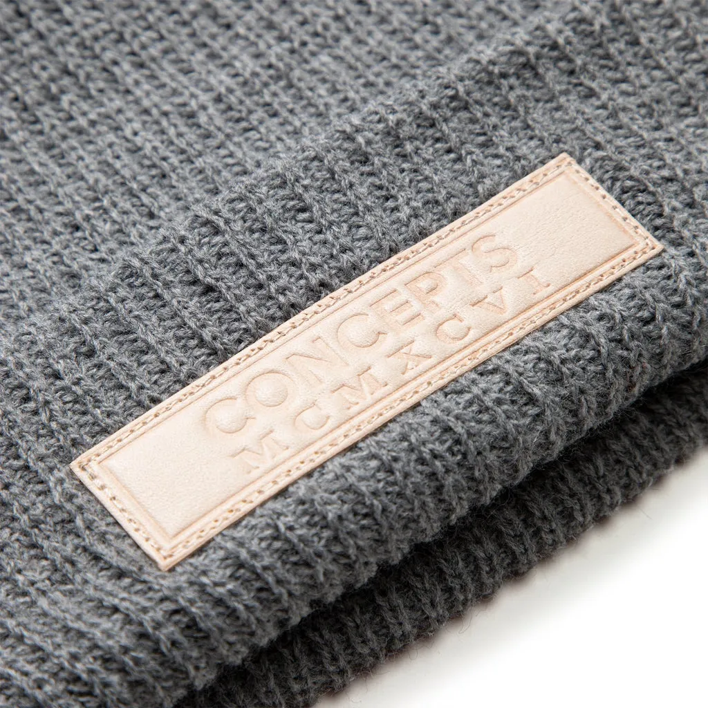 Concepts Leather Patch Beanie (Light Grey)