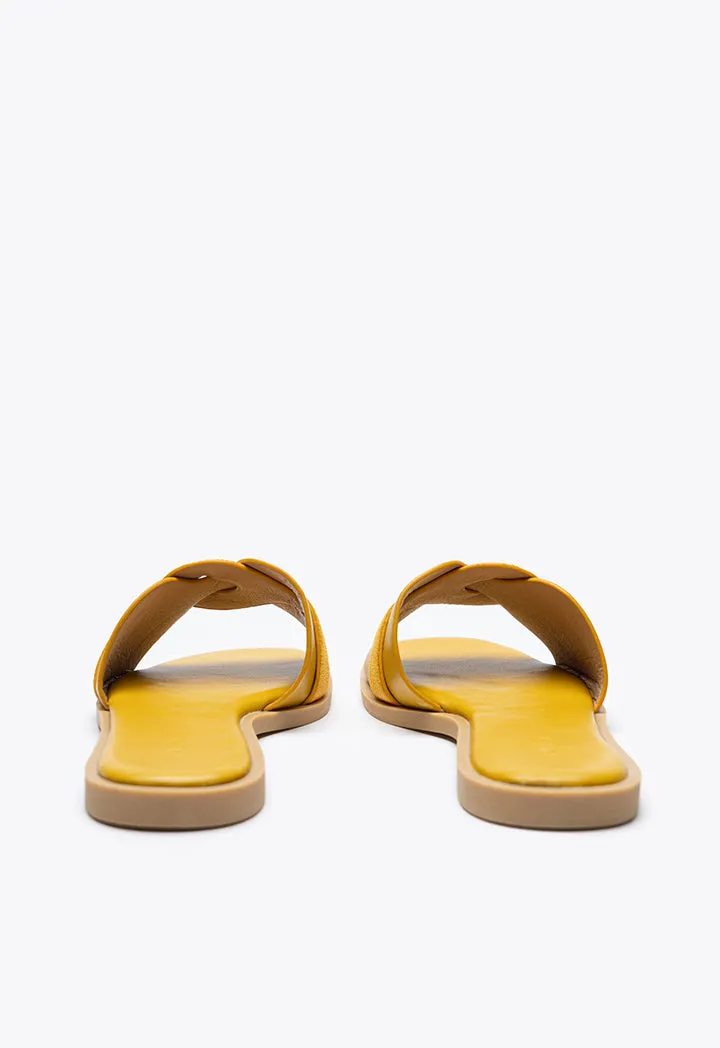 Contrast Inserted Vamp Slip On Sandals