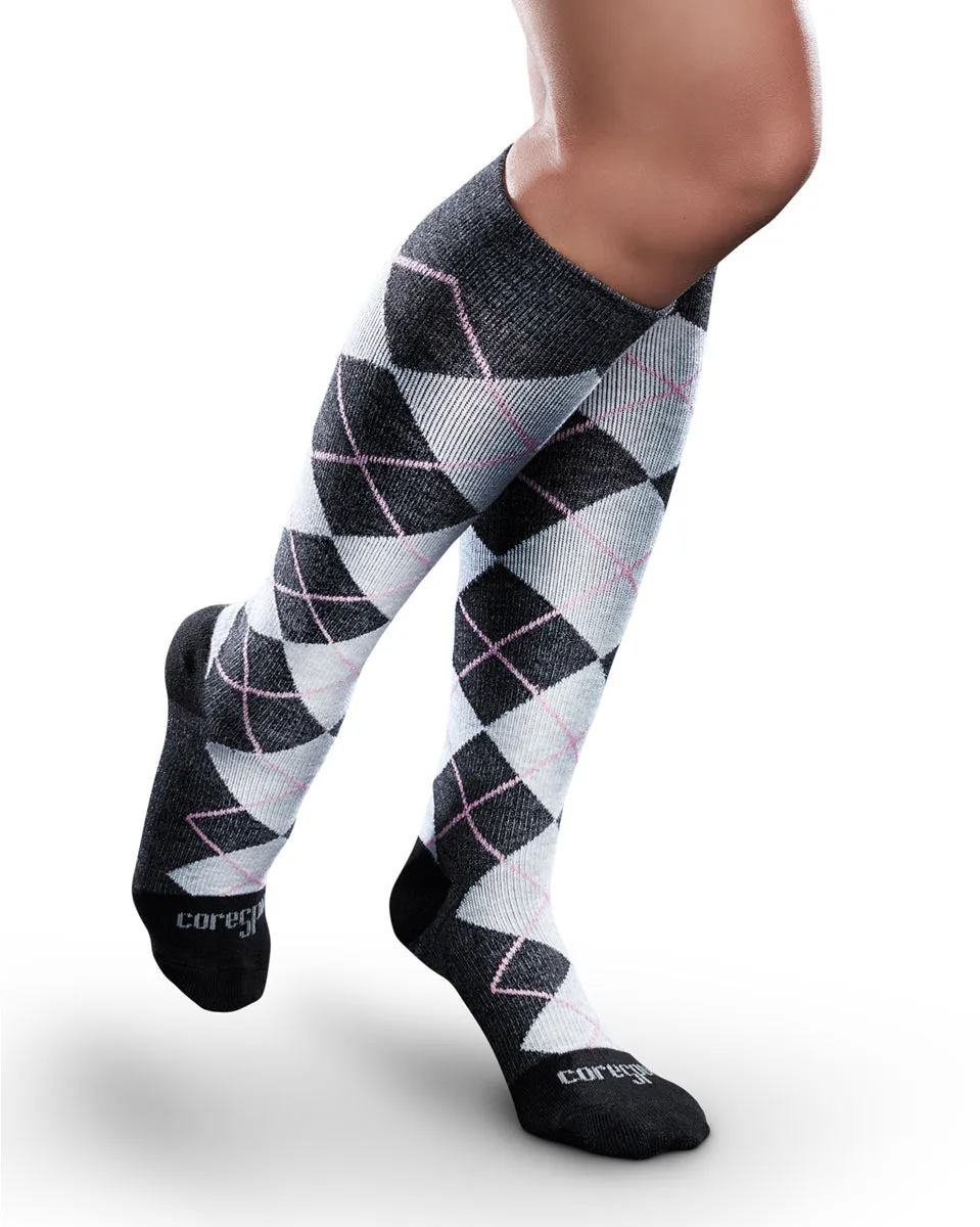 Core-Spun by Therafirm Patterned Argyle Socks for Men & Women 15-20mmHg