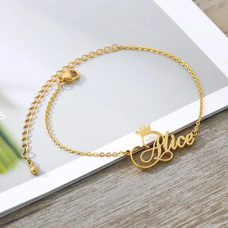 Customized Anklets With Names-Anklet Bracelet- Gifts For Mom