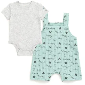 Disney Mickey Mouse Bodysuit and Short Overalls Outfit Set