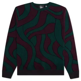 Distorted Waves Knitted Pullover - Pine Green