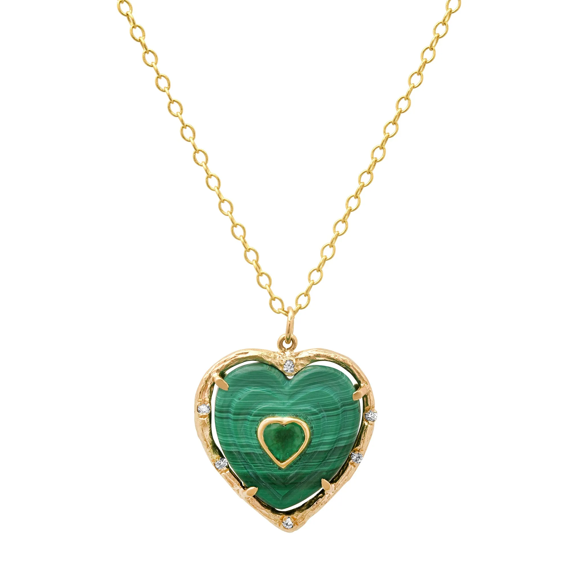 Double Heart Gemstone Necklace