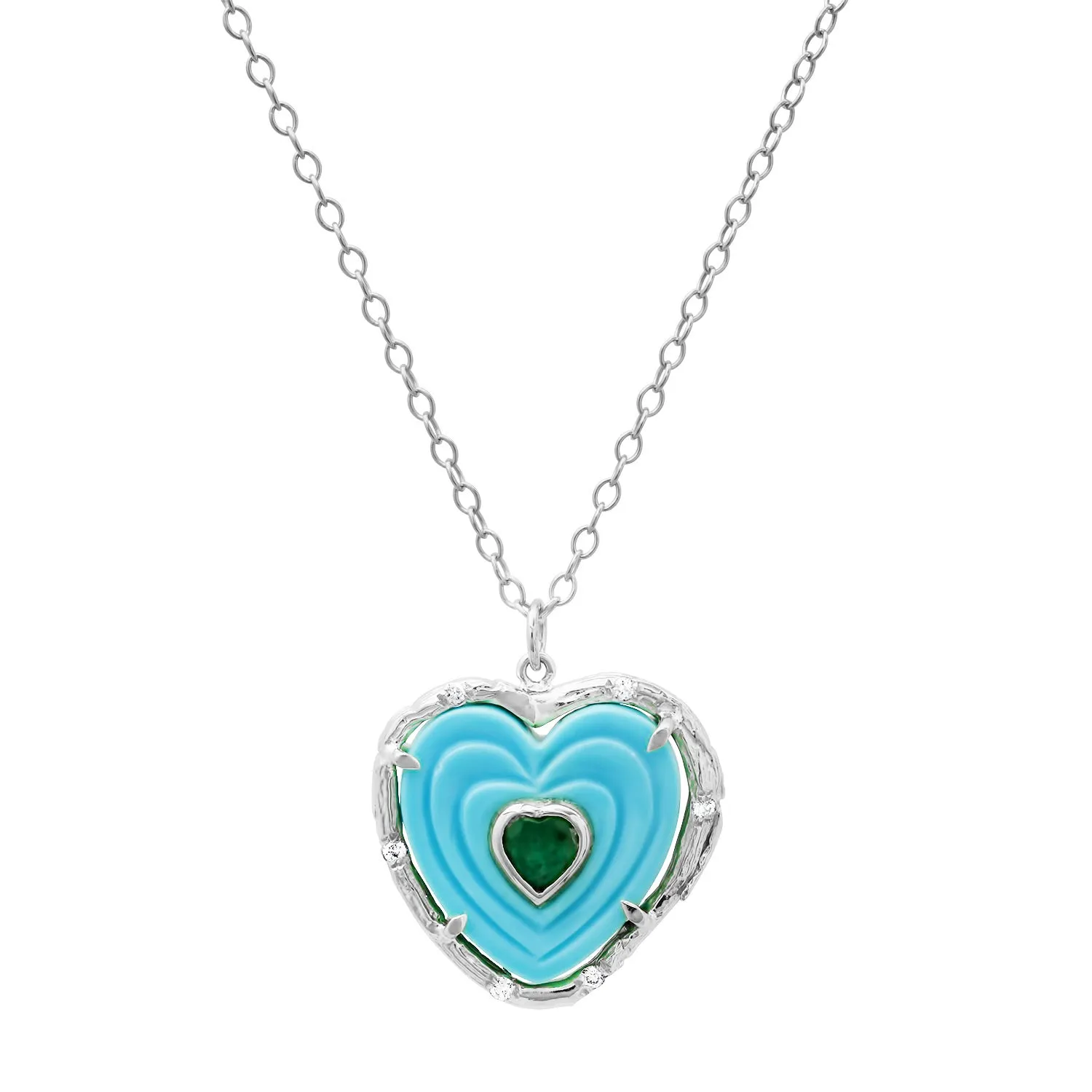 Double Heart Gemstone Necklace