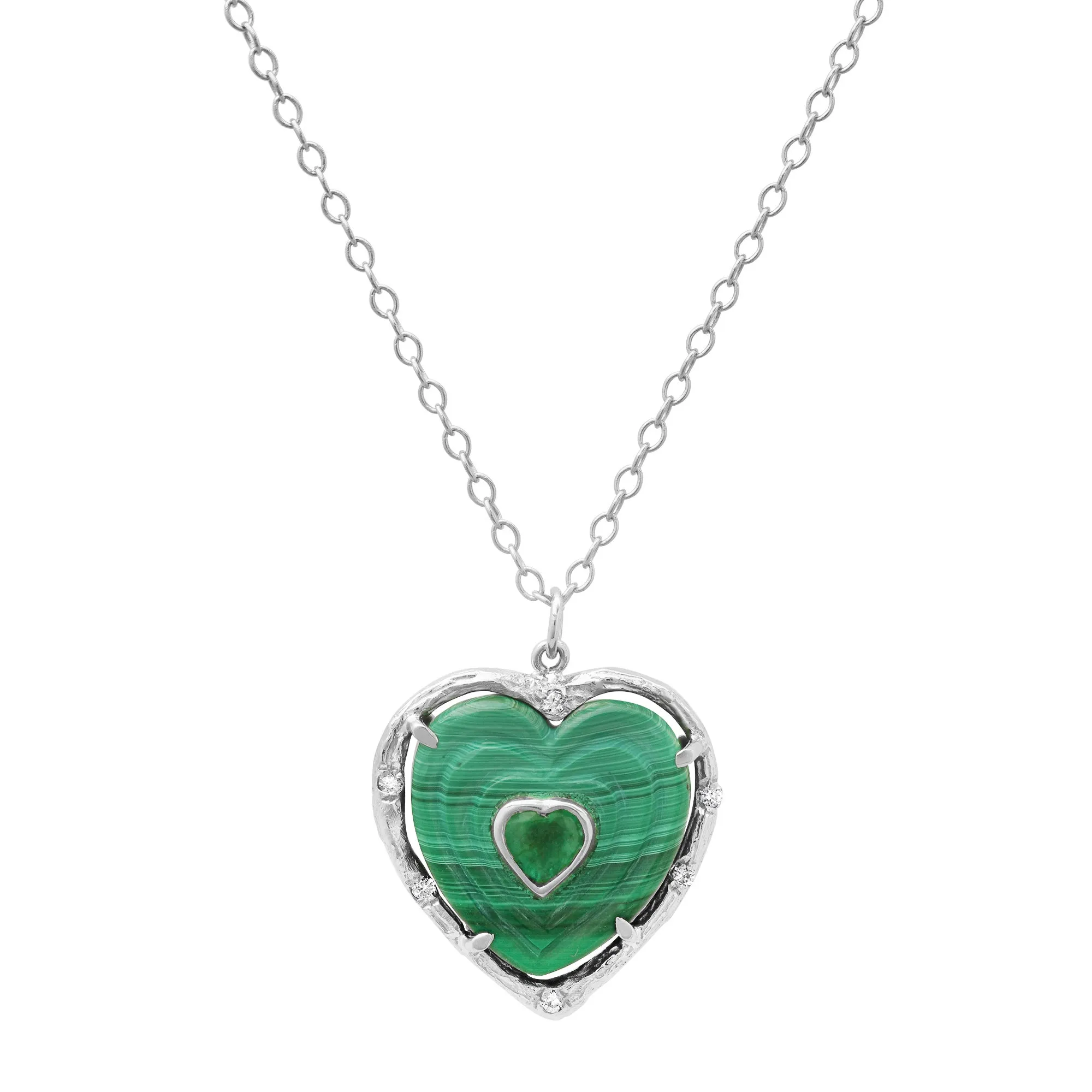 Double Heart Gemstone Necklace