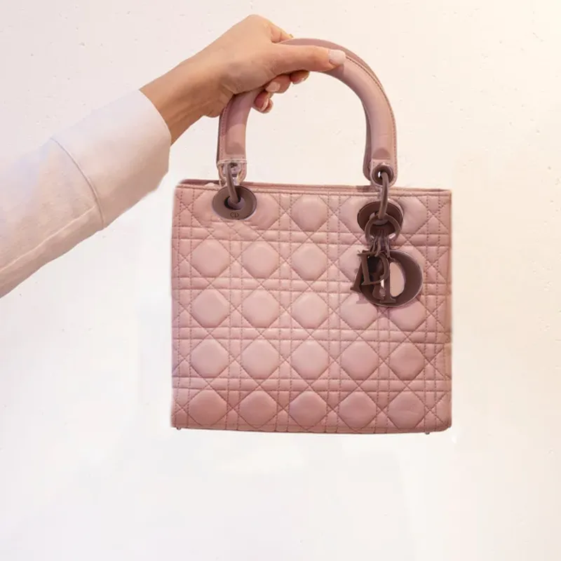 Elegant Blush Quilted Handbag with Chic Gold Hardware