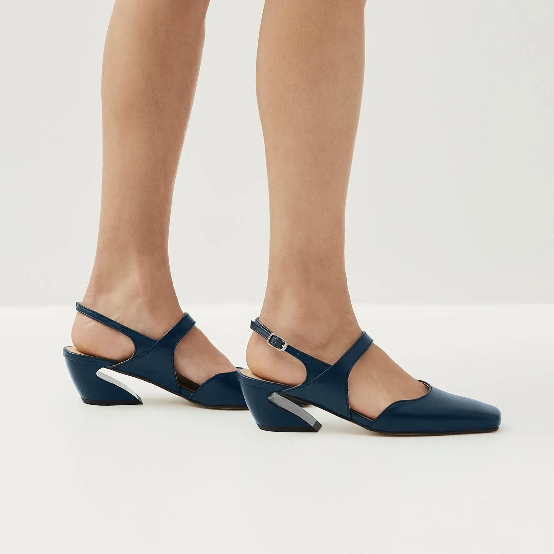 Emelia Navy Leather Pumps