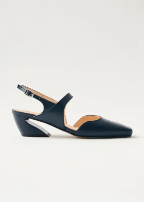 Emelia Navy Leather Pumps