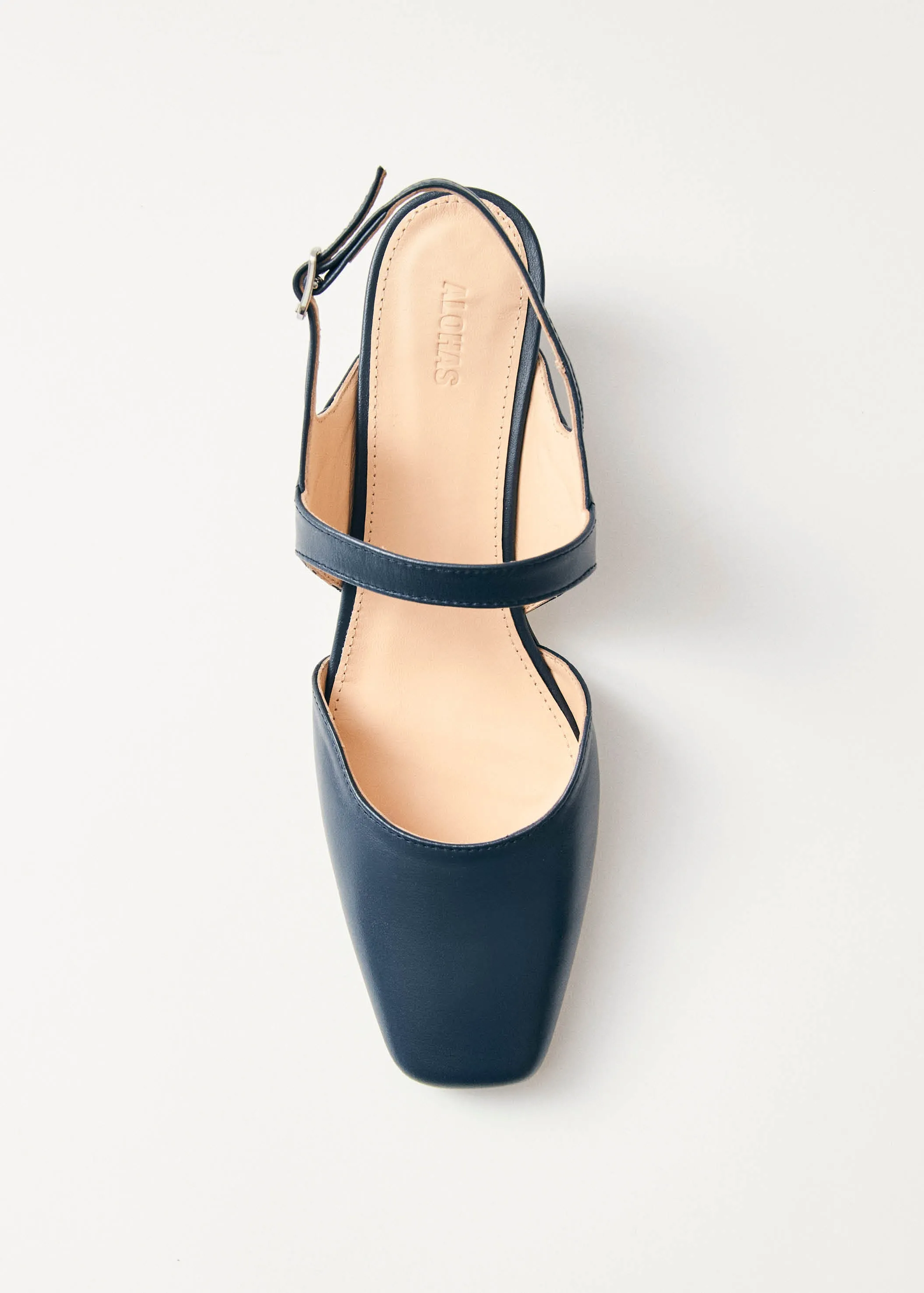 Emelia Navy Leather Pumps