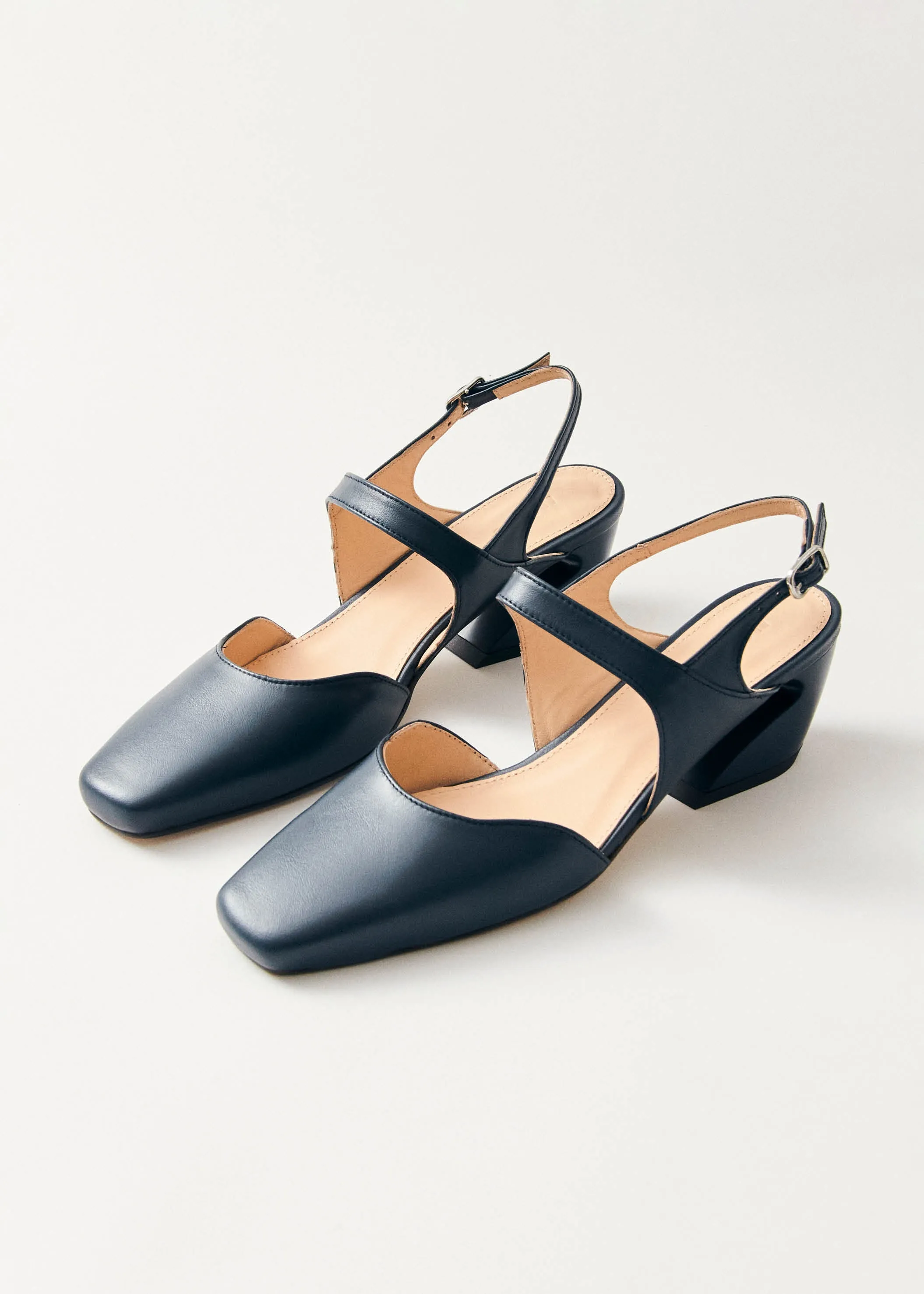 Emelia Navy Leather Pumps