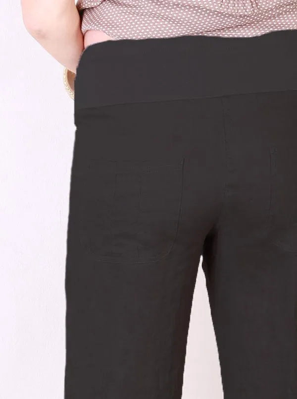 Essential  100% Maternity Linen Black Pants