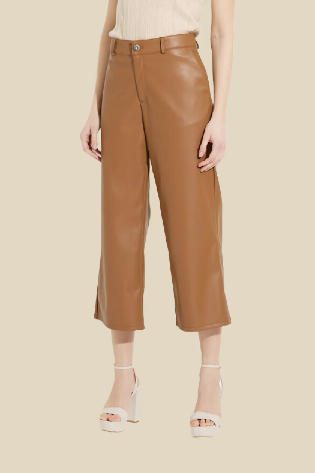 Faux Leather Wide Leg Pants