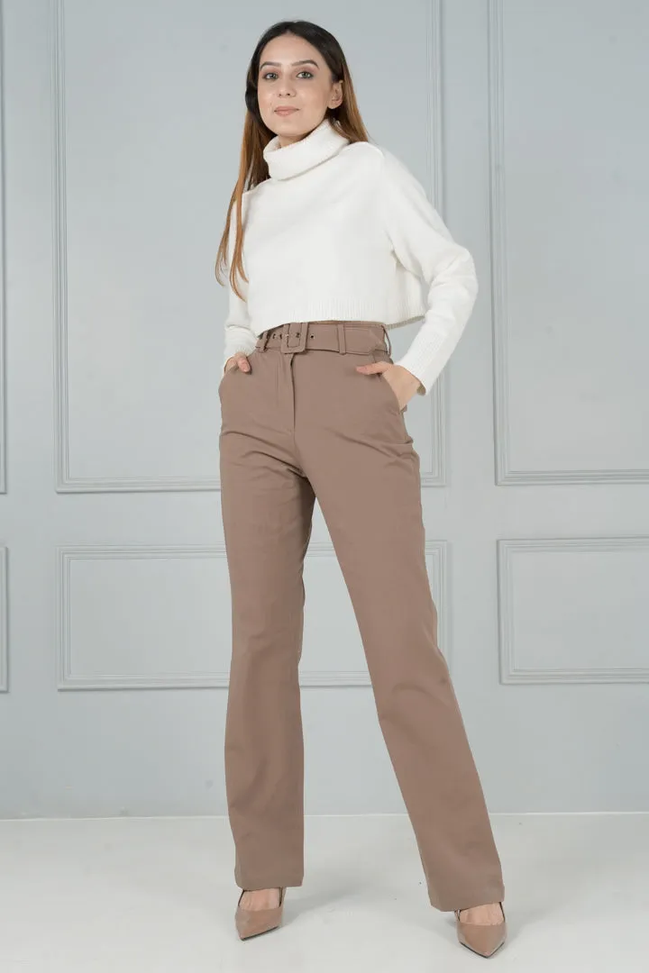 Fawn Khaki Stretch Chinos - Women