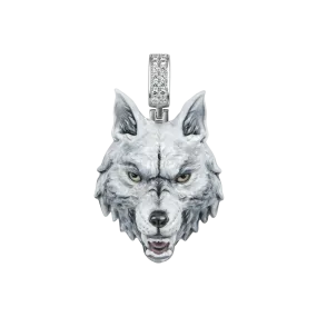 Fearless Wolf Enamel Miniature Pendant