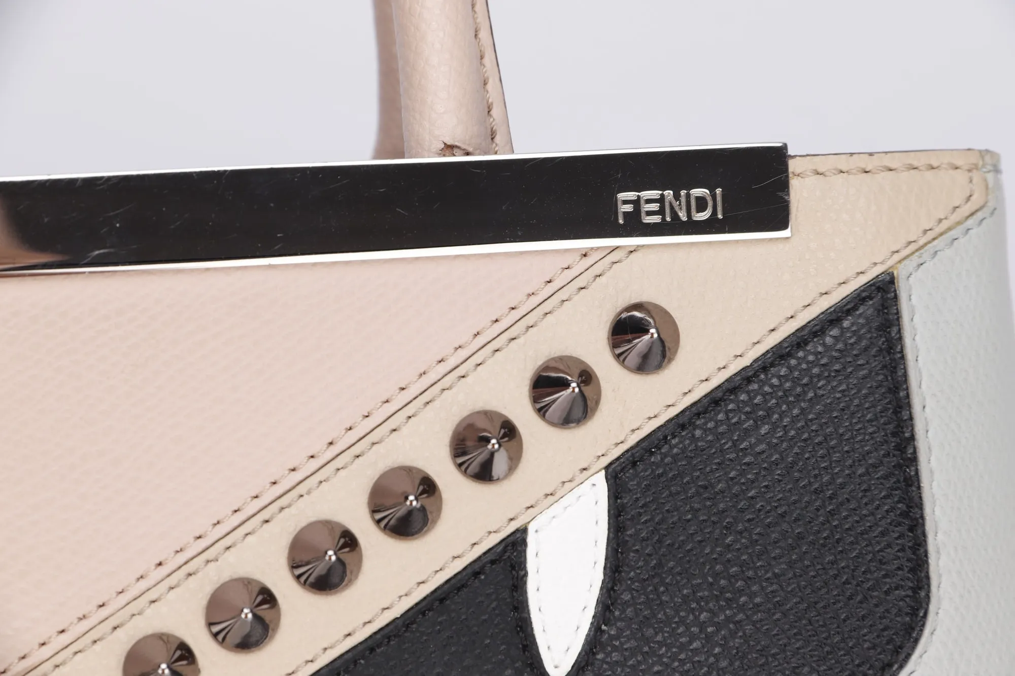 Fendi 2 Jours Monster Eyes (8BH253.A3AX.189-8762) Grey Calf Leather, Silver Hardware, with Pink Strap, Card & Dust Cover