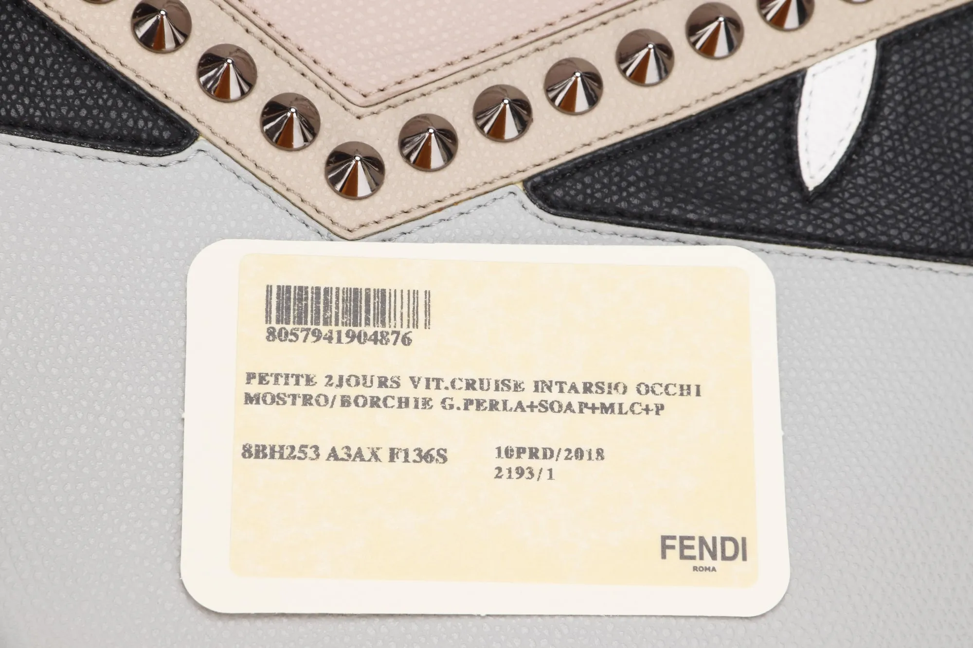 Fendi 2 Jours Monster Eyes (8BH253.A3AX.189-8762) Grey Calf Leather, Silver Hardware, with Pink Strap, Card & Dust Cover