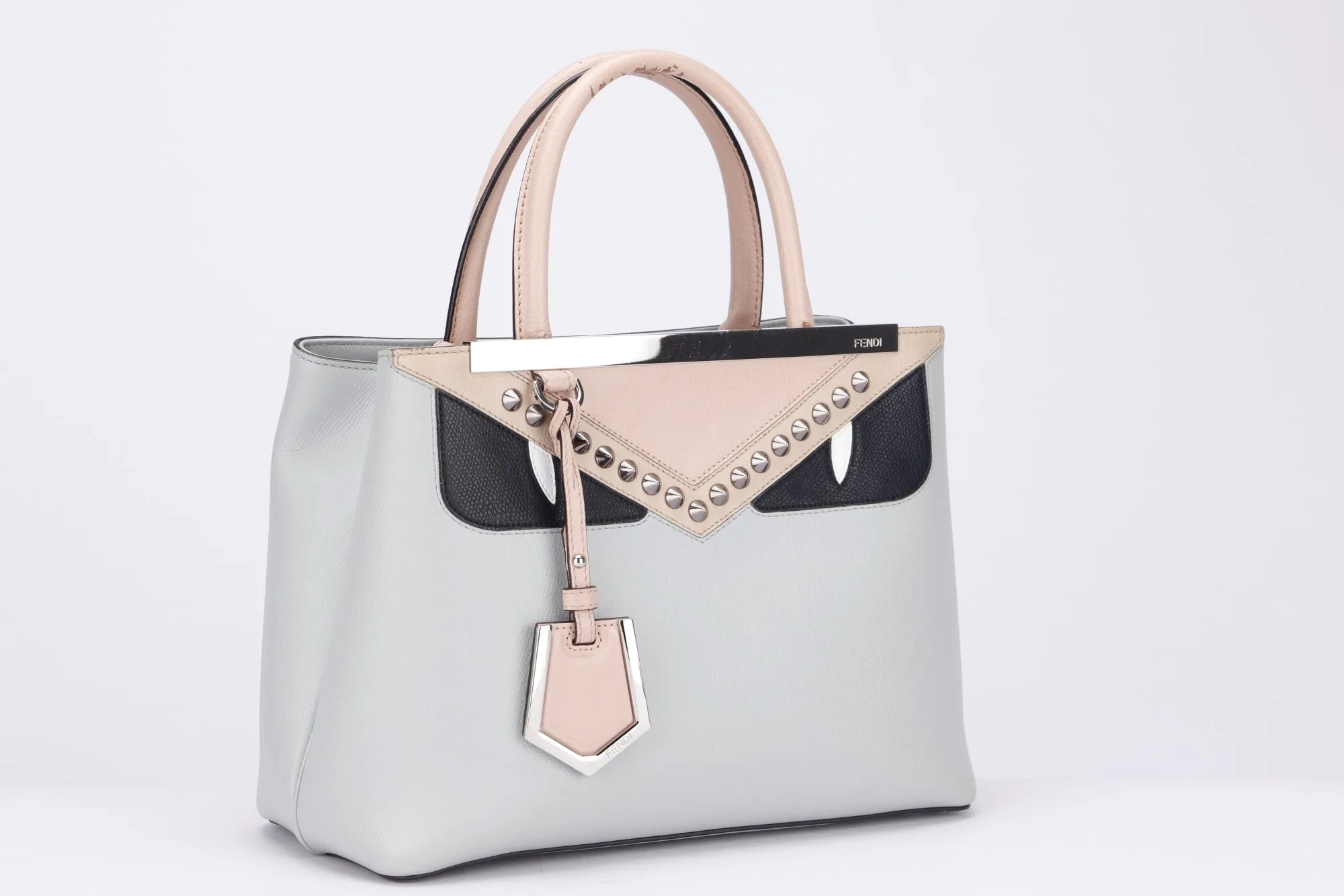 Fendi 2 Jours Monster Eyes (8BH253.A3AX.189-8762) Grey Calf Leather, Silver Hardware, with Pink Strap, Card & Dust Cover